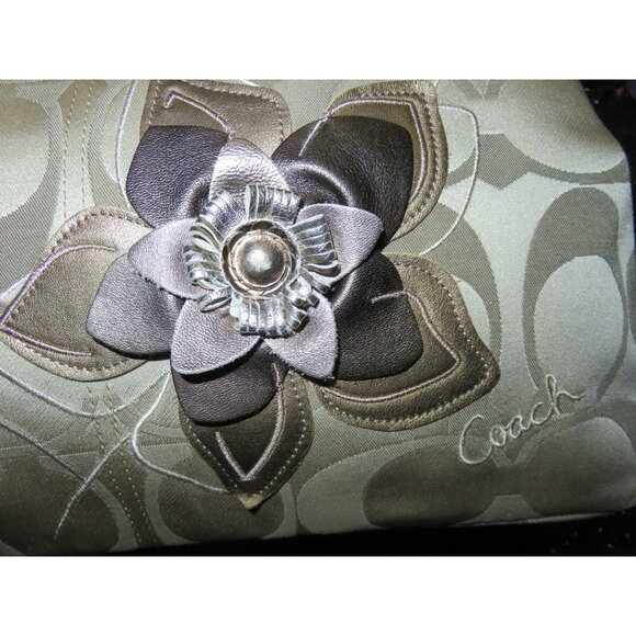 Coach 2011 Signature C Floral Applique Frame Kisslock Frame Bag Carryall Satchel - Picture 9 of 16